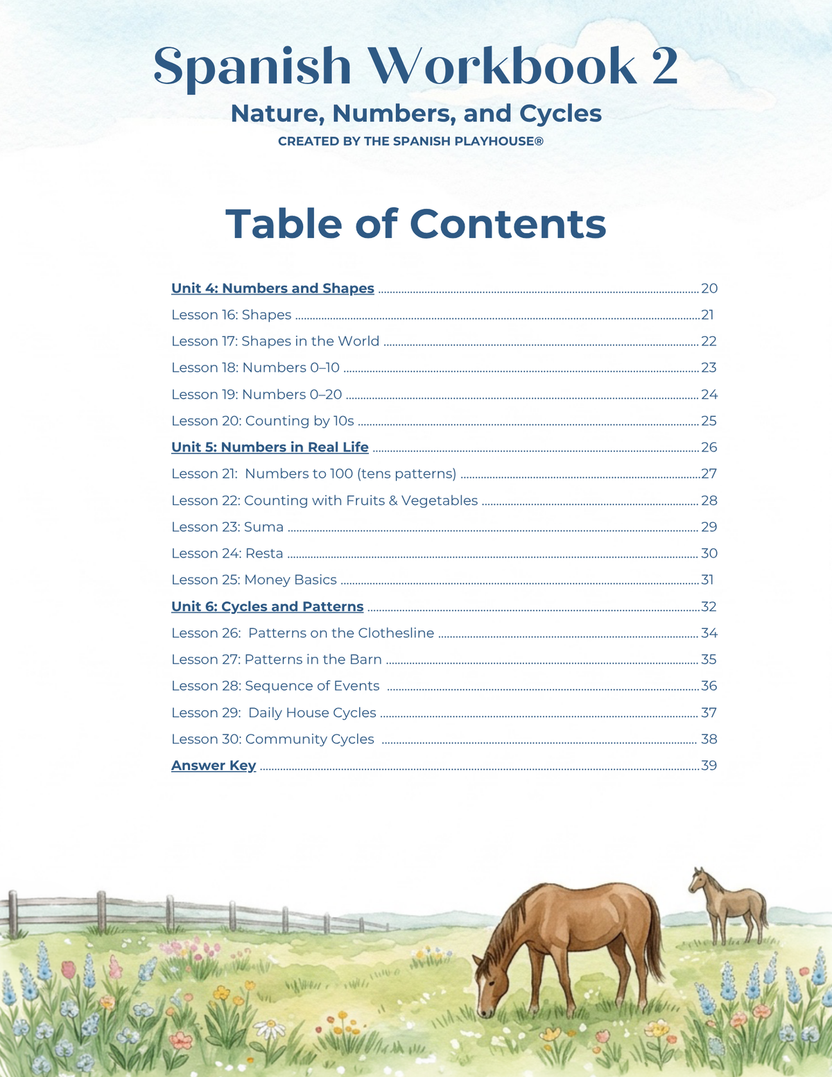 Spanish & Early Education Course 2: Nature, Numbers and Cycles